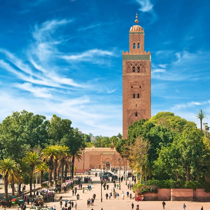 Main square of Marrakesh in old Medina. Morocco.