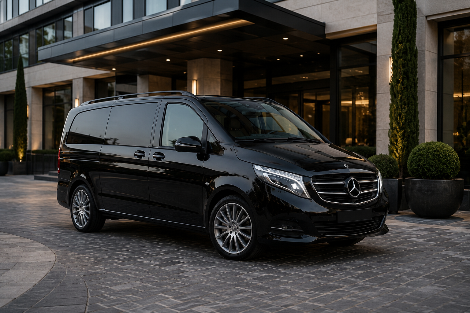 Black Mercedes Vito passenger van
