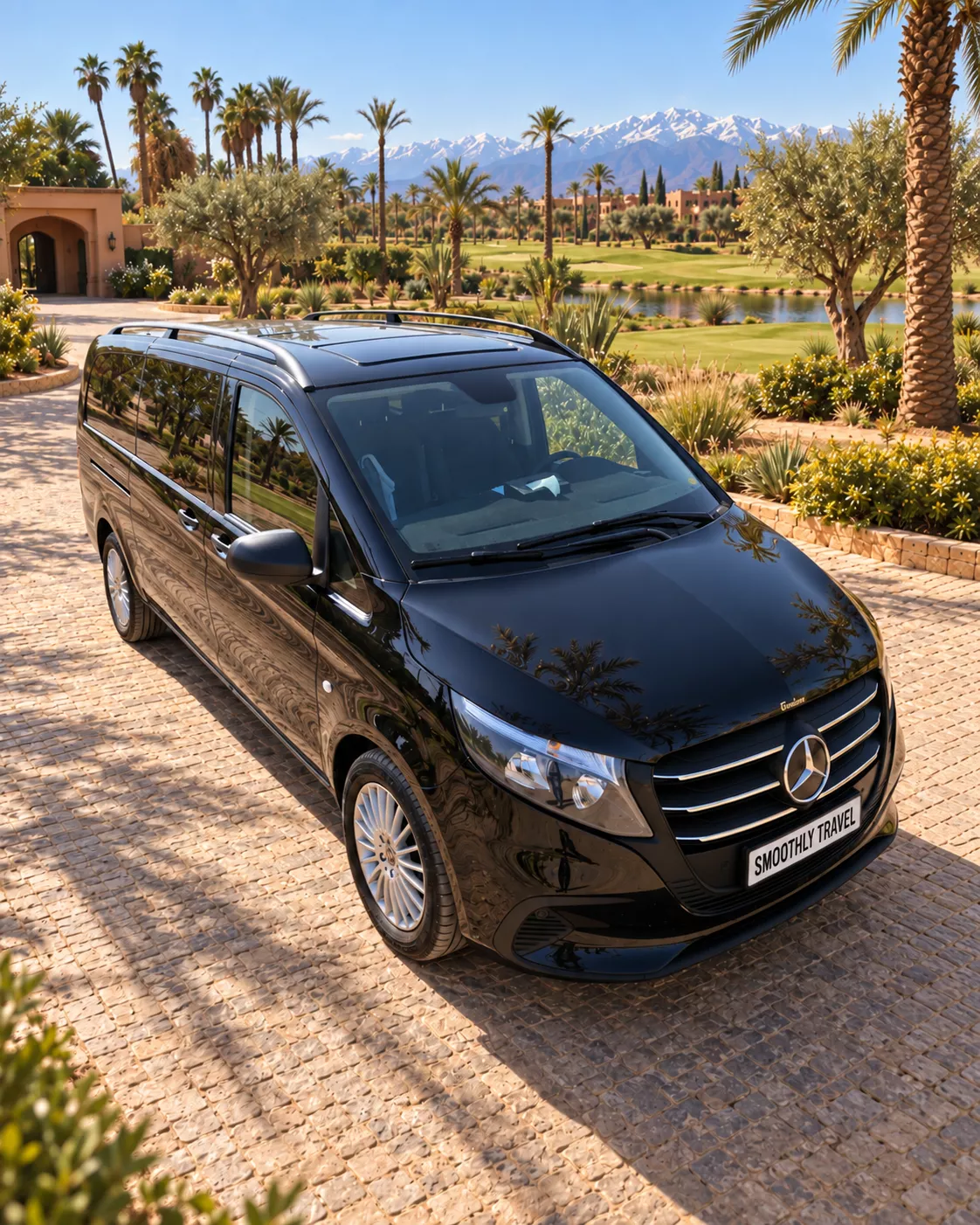 Black Mercedes-Benz Vito Tourer travelling on an open road